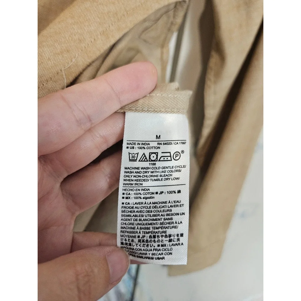 Banana Republic Button Down Shirt Medium Tan Slim Untucked Brushed Cotton